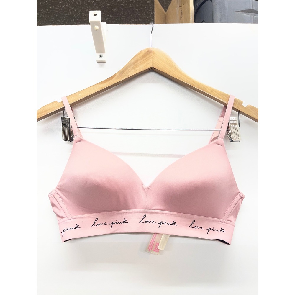 Victorias Secret PINK Wireless Bra Lightly Lined Pink Love Pink Logo 34B